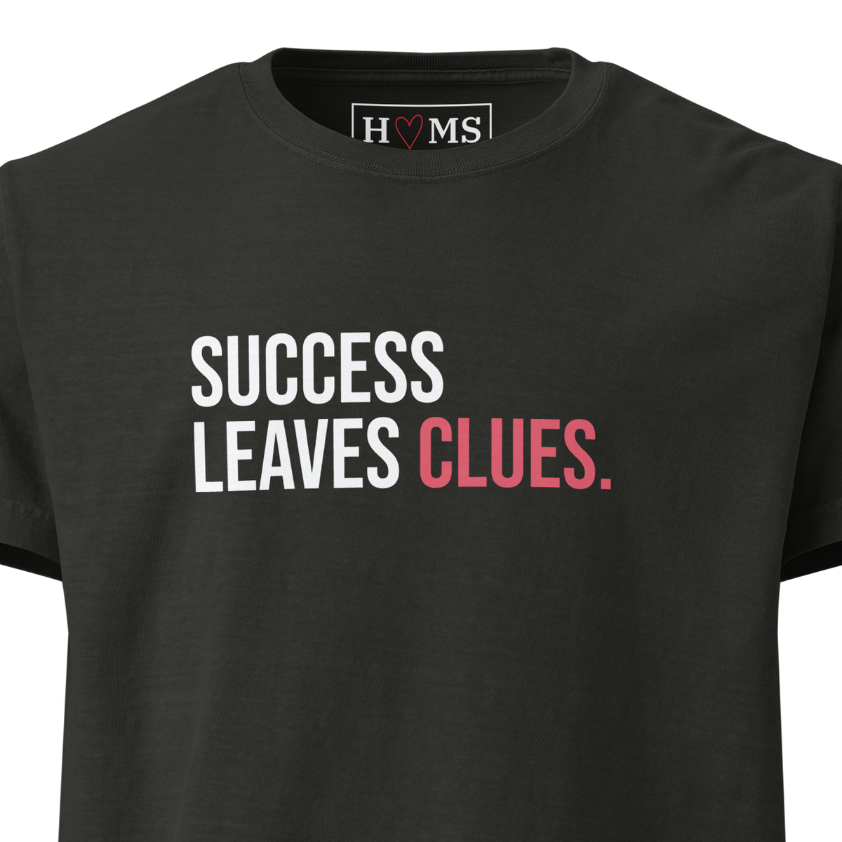 SUCCESS LEAVES CLUES. — chest print detail